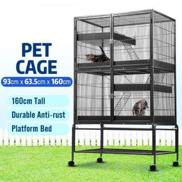 Pet Cat House Rabbit Hutch Ferret Hamster Animal Home Aviary Bird Cage Guinea Pig Chinchilla 4 Levels