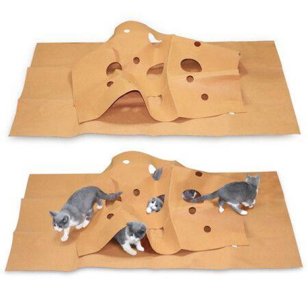 Pet Cat Toy Durable Holed Blanket Foldable Play Mat Hide And Seek Carpet With Holes Scratch-Resistant Hiding House