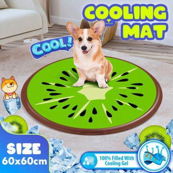 Pet Cooling Mat Dog Pad Cool Gel Kiwi Pattern Cat Bed Green 60X60CM