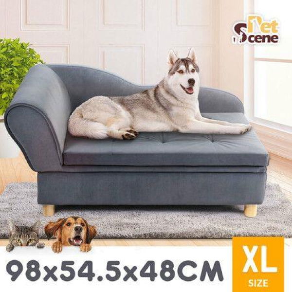 Pet Dog Bed Cat Sofa Puppy Couch Doggy Chaise Soft Lounge Furniture Flannelette Removable Cushion 98x54.5x48cm.