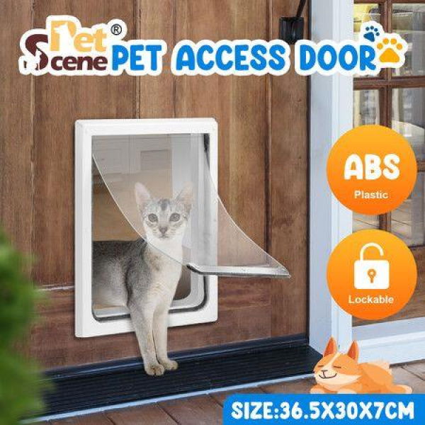 Pet Dog Cat Door Flap Medium 2-Way Locking Safe Brushy Security Wall Metal Slide-in Lockable Panel