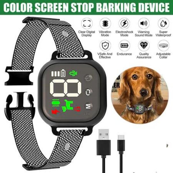 Pet Dog Training Collar Anti Bark No Bow Wo Automatic Voice Controlled Device Tone Shock Dog Collar Anti Barking Dog Train Tool Color Black