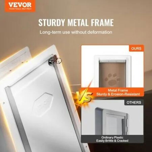 Pet Door for Wall with Lock and 3 Magnetic Flap System Metal Frame Small