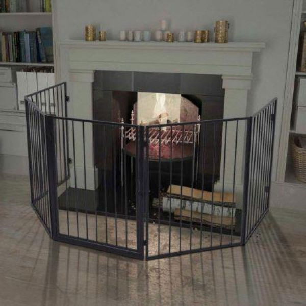 Pet Fireplace Fence Steel Black