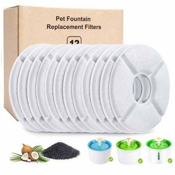 PET Fountain Replacement Filter 12pcs For 54oz/1.6L Automatic Pet Fountain Cat Water Fountain Dog Water Dispenser.