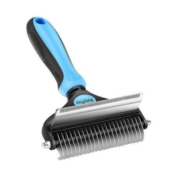 Pet Grooming Brush 2 In 1 Deshedding Tool And Undercoat Rake Dematting Comb For Mats And Tangles Removing