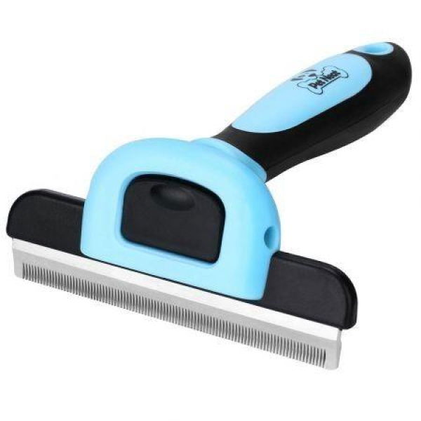 Pet Grooming Brush Effectively Reduces Shedding By Up To 95%. Professional Deshedding Tool For Dogs And Cats (Blue).