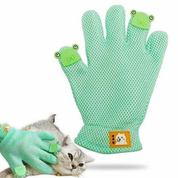 Pet Grooming Glove Efficient Pet Hair Remover Massage - Enhanced Five Finger Design Perfect For Long Short Fur Left And Right Hand Pet Bathing (Green)