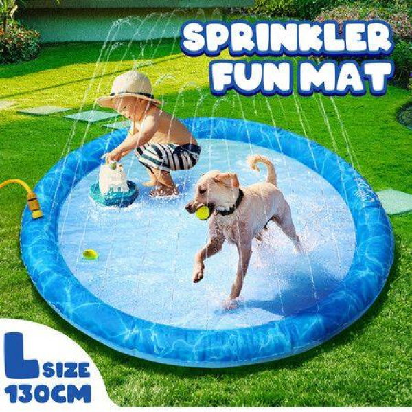 Pet Mat Dog Sprinkler Splash Swimming Paddling Pool Outdoor Water Play Spray Toy 130cm