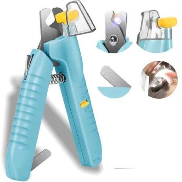 Pet Nail Clippers USB Rechargeable LED Light Razor Sharp and Durable Blade Vets Trimming Tool for Dogs and Cats
