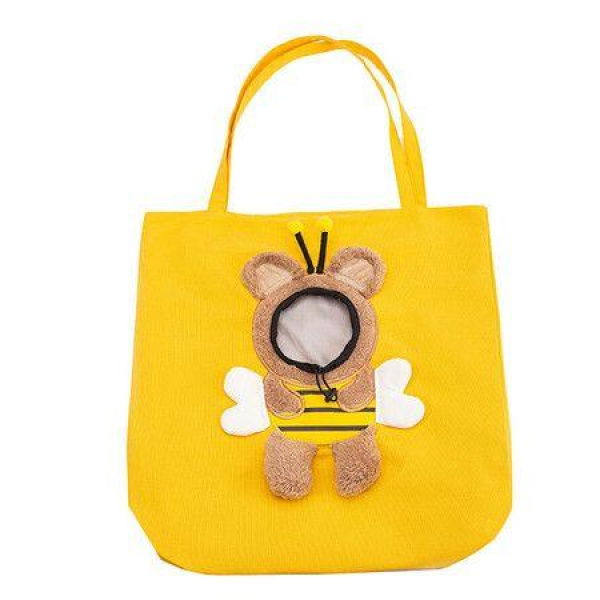 Pet Tote Bag Breathable Exposed Pet Canvas Bag Small Bee-shaped Cat Bag Shoulder Bag Small Dog Handbag Pet Dog Bag L Size