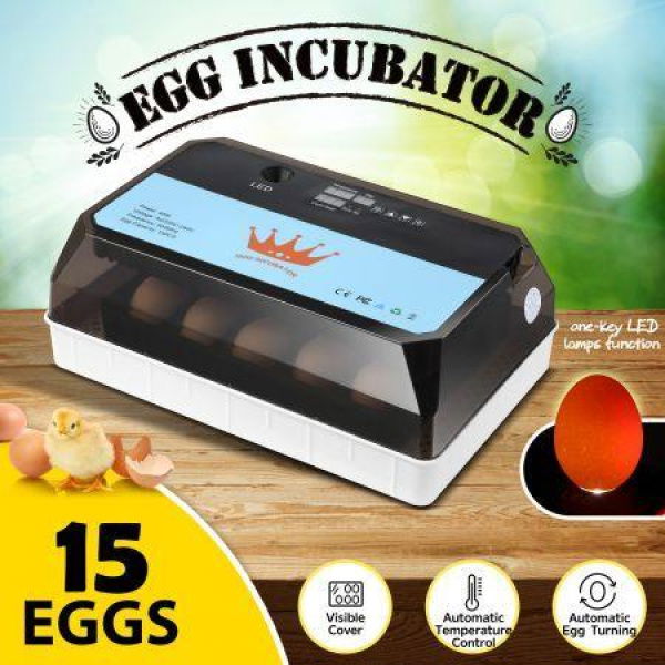 Petscene 15 Eggs Incubator Automatic Egg Hatcher Hatching Breeder With Turner Temperature Control