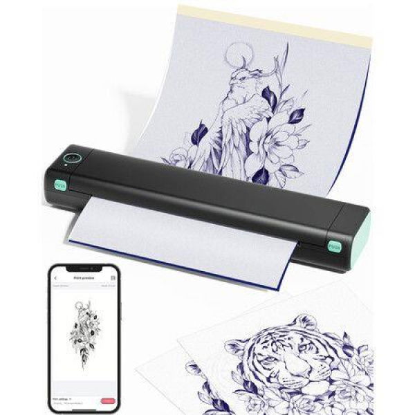 Phomemo M08F Wireless Tattoo Stencil Printer Tattoo Transfer Copier Machine with 10 Transfer Papers Compatible with Smartphone & PC