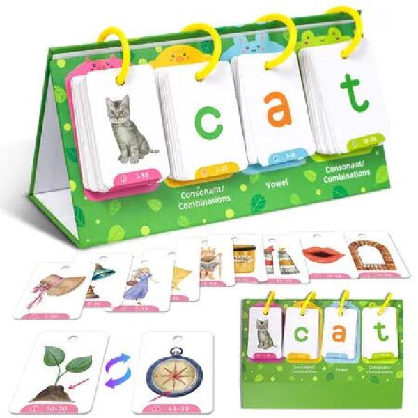 Phonics Flash Cards Learn to Read CVC Word Builder Games,Sight Words Games Activity Educational Learning Tool for School Supplies Ages 3+