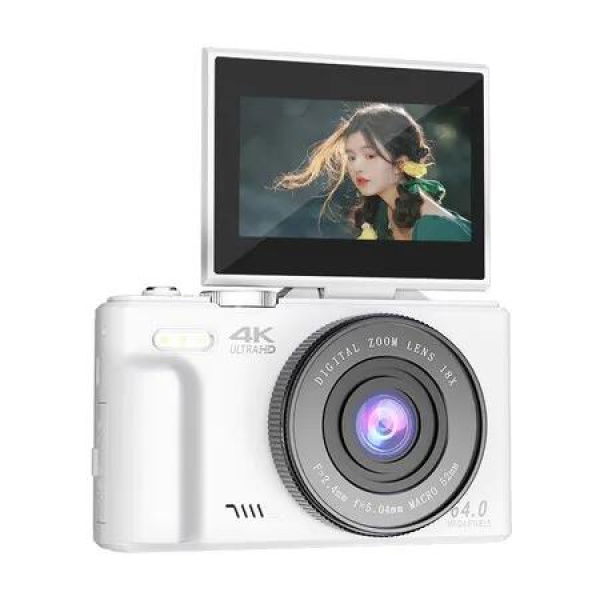 Photography Digital Camera 4K Vlogging 180 Degree Flip Screen 18X Zoom Retro Cam 64GB TF Card Travel Tiktok Content Creation