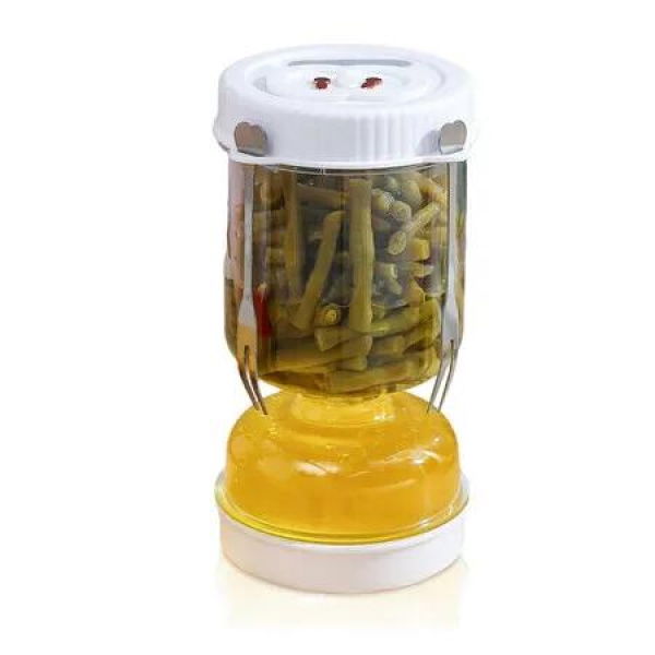 Pickle Jar with Strainer Flip, 50oz Pickle Container Hourglass Juice Separator Jar Leakproof Airtight for Olives Gherkins Kimchi