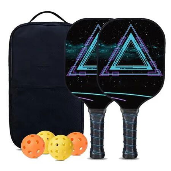Pickleball Rackets Paddles Fibreglass Surface Set 4 Balls 1 Bag Sports Equipment Play Portable Fitness Gear Beginners Enthusiasts