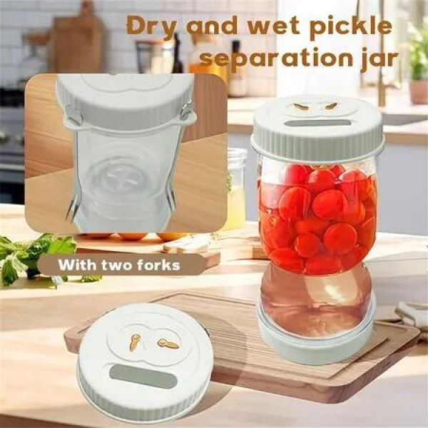 Pickles Storage Jar with Strainer Hourglass Detachable Filter Jar Kimchis Food Preservations Container Kitchenwares Kitchen Separator