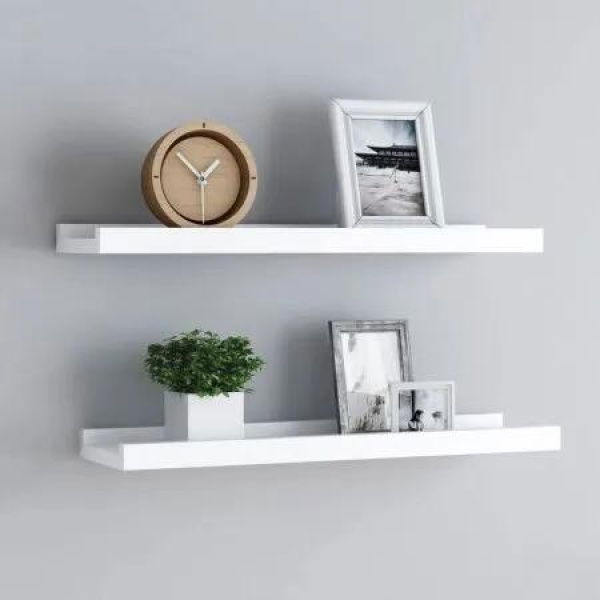 Picture Frame Ledge Shelves 2 pcs White 60x9x3 cm MDF