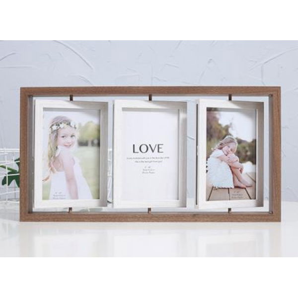 Picture Frame Rustic Rotating Floating Photo Frames Double-Sided Display Rustic Picture Frame For Desktop Or Desktop Display