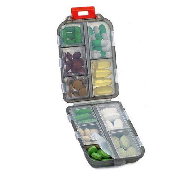 Pill Box - 10 Compartments - Handy Medicine Box - Easy To Open (1 Pack)