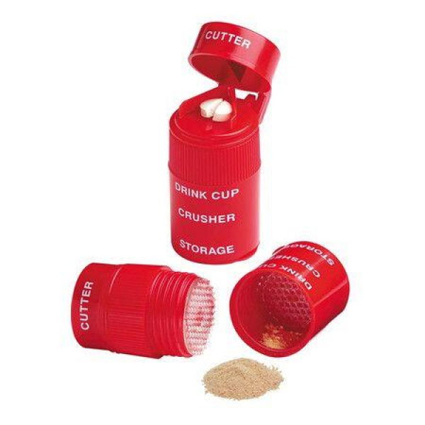 Pill Crusher Cutter And Grinder With Stainless Steel Blade Removable Drinking Cup 1 Pack