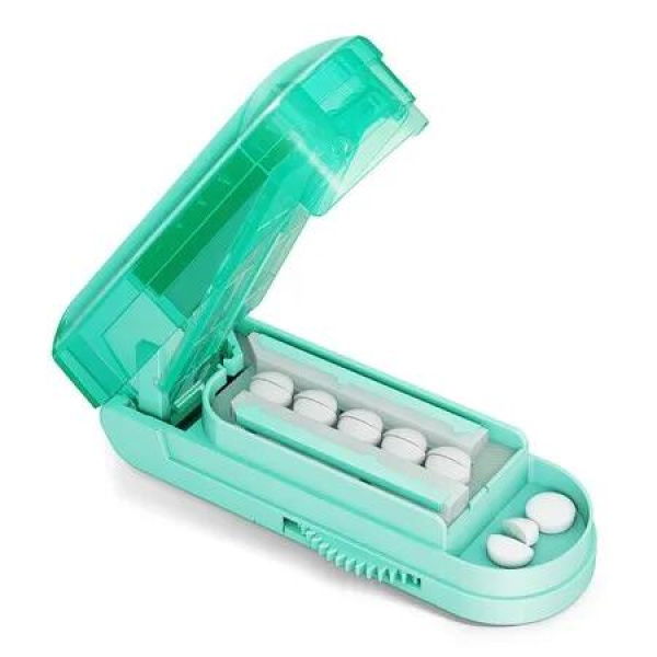 Pill Cutter Splitter,Adjustable Pill Cutter Splitter for Small and Tiny Pills with Accurate Pill Alignment,Pill Cutter with Sharp Safe Blade (Green)