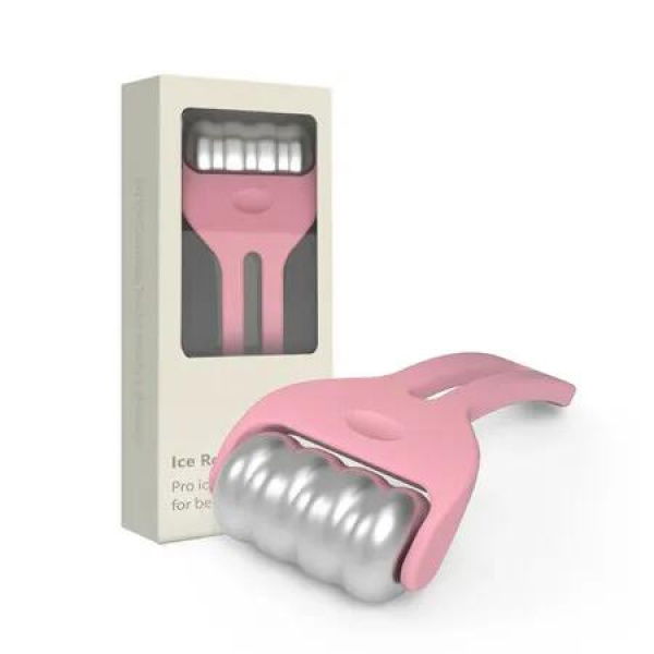 Pink Aluminum Alloy Ice Roller Matte Paint Handle Face Body Compress Eye Face Massage Care