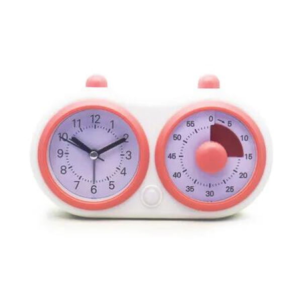 Pink Dual Screen Visual Timer Alarm Clock Multi-Function Time Manager for Kids Self-Discipline Suitable for Primary & Secondary Students