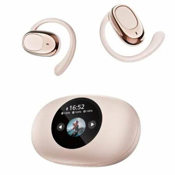 Pink OnEar Color Screen Bluetooth Headset UltraLong Battery Life HIFI Sound Quality Comfortable Noise Reduction AI Translation Battery Display