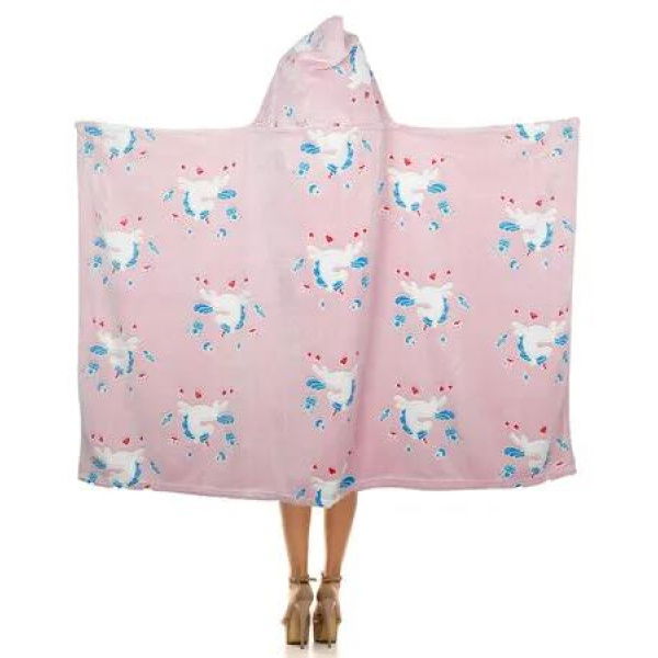 Pink Unicorn Glow in The Dark Cozy Wearable Blanket Hooded Throw Gaming Comfort Soft Shawl Wrap Warm Nap Quilt For Man Woman