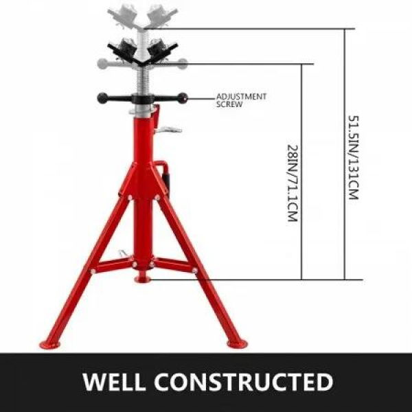 Pipe Jack Stand with 4-Ball Transfer V-Head 6mm Thickness and Folding Legs 1500LB Welding Pipe Stand Adjustable Height 28-52IN 1107S-type Pipe Jacks