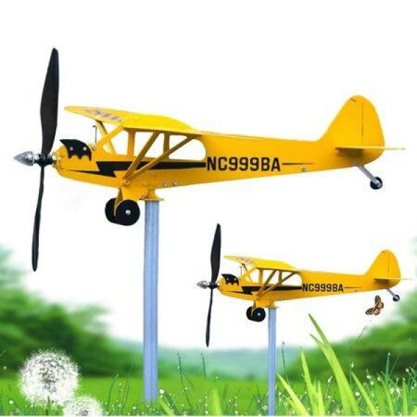 Piper J3 Cub Airplane Weathervane Outdoor Airplane Weathervanes Windmill Decoration For Yard/Garden/Patio Lawn Gifts For Flight Lovers (32*28cm)