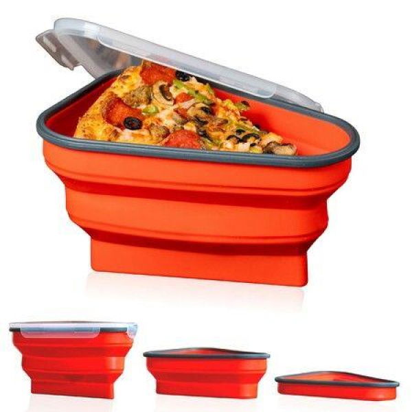 Pizza Pack - Reusable Pizza Storage Container With 5 Microwavable Serving Trays - Adjustable Pizza Slice Container To Organize & Save Space - BPA Free Microwave & Dishwasher Safe.