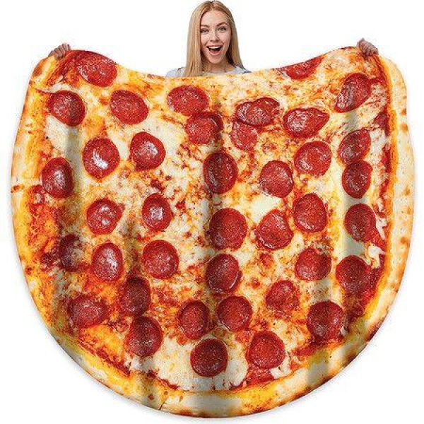 Pizza Throw Blanket Adult Double-Sided Funny Realistic Custom Throw Blanket Novelty Gift (150*150CM)