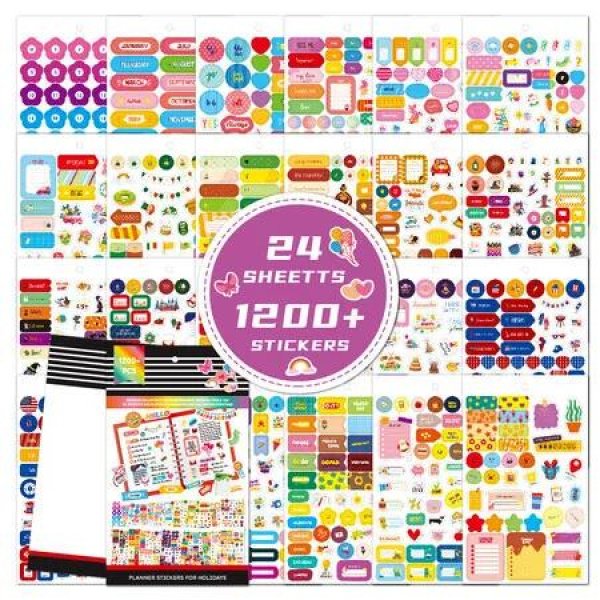Planner Stickers Pack 24 Sheets 1200 Stickers Stylish Variety Assortment Bundle Accessories Planning Decorating Planners Journals Calendars