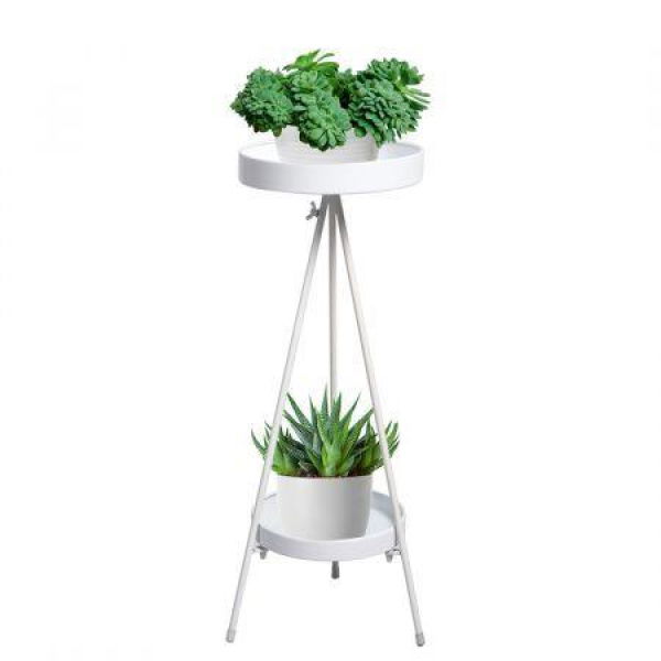 Plant Stand 2 Tiers Outdoor Indoor White Large