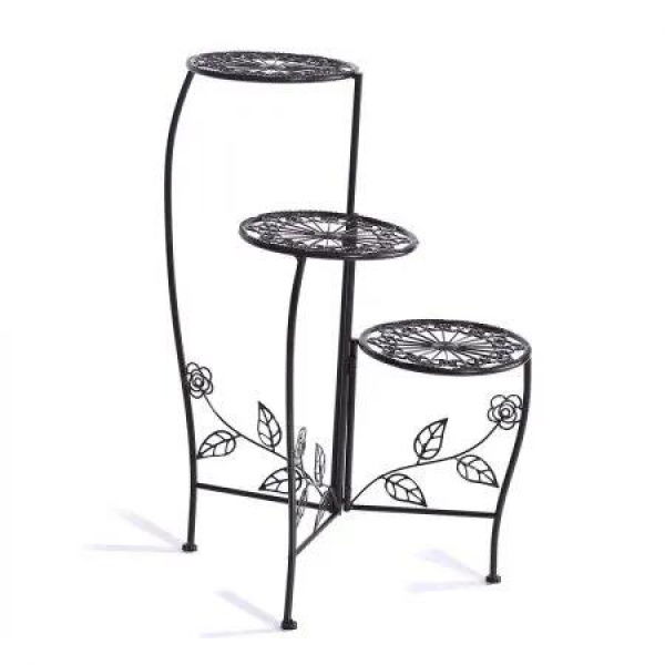 Plant Stand Outdoor Indoor Flower Pots Black