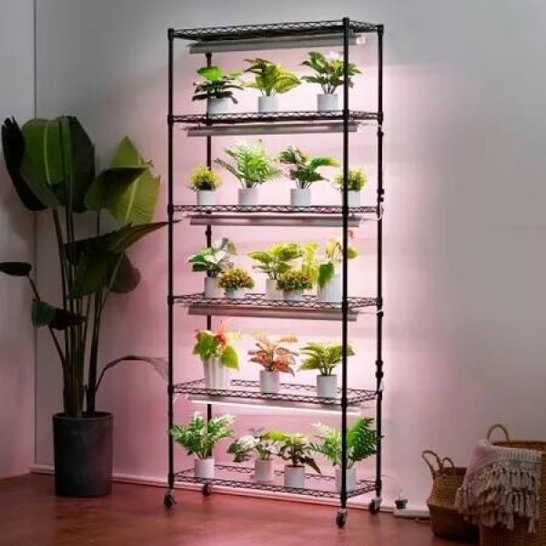 Plant Stand with Grow Lights 6 Tiers 150W 180 cm Tall Plant Grow Shelf
