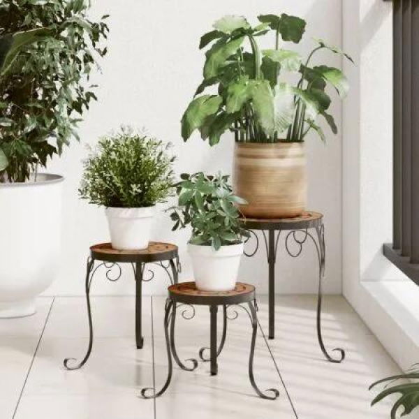 Plant Stands 3 pcs Terracotta Ceramic