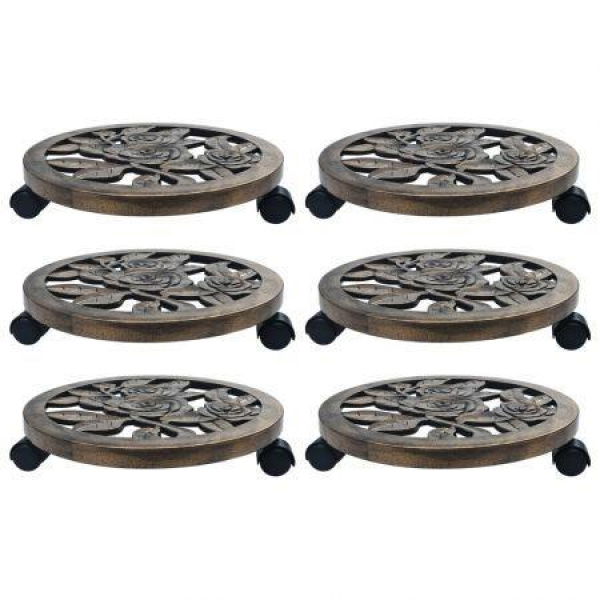 Plant Trolleys 6 Pcs Bronze 38 Cm Plastic