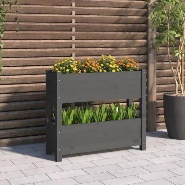 Planter Grey 77x25x66 cm Solid Wood Pine