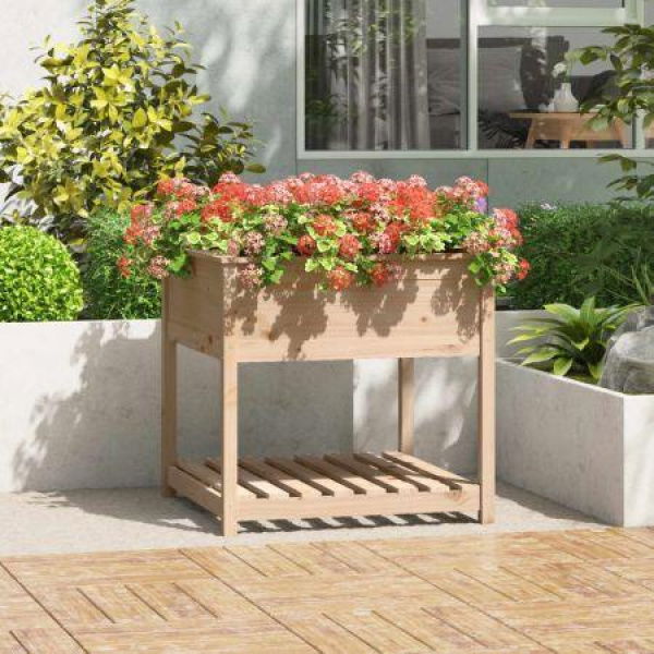 Planter With Shelf 82.5x82.5x81 Cm Solid Wood Pine.