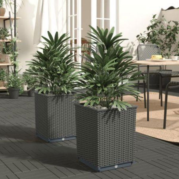 Planters 2 Pcs Black 30x30x37 Cm Polypropylene