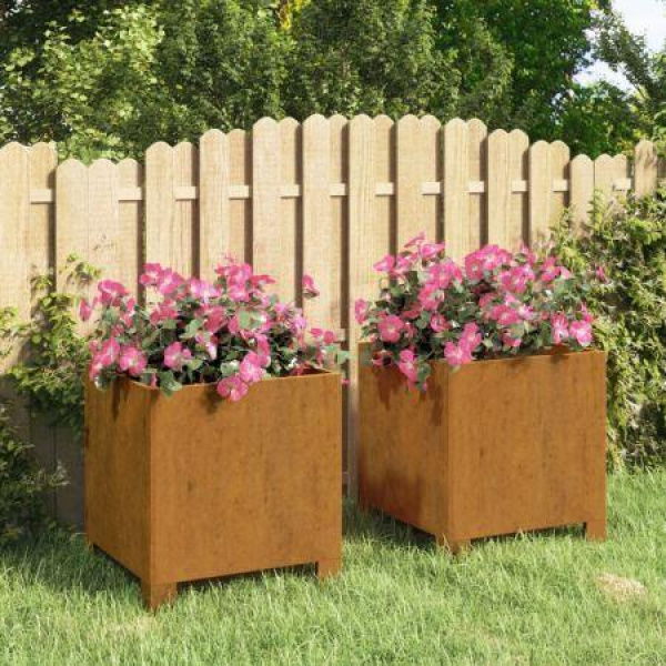 Planters With Legs 2 Pcs Rusty 32x30x33 Cm Corten Steel