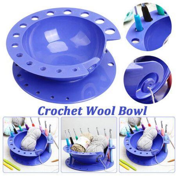 Plastic Crochet Bowl Prevent Fall Round Crochet Storage Organizer Large Capacity Crochet Wool Bowl With Hole For DIY Accessories