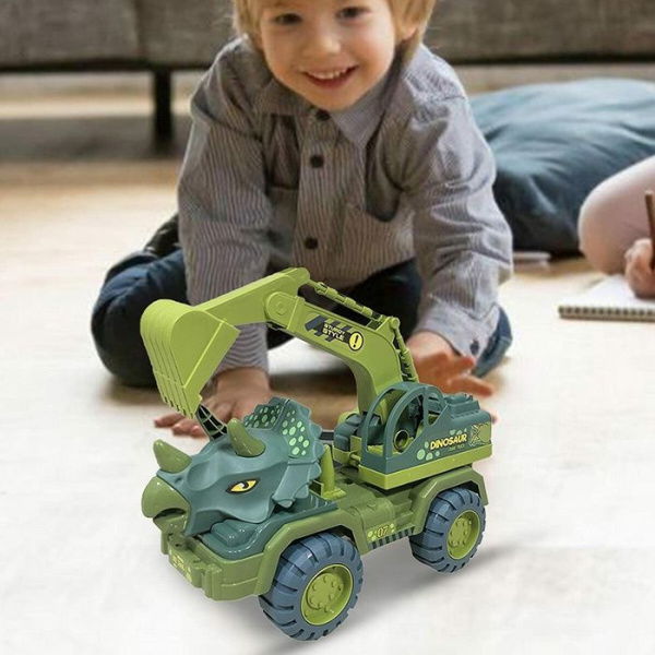 Plastic Friction Power Dinosaur Transportation Car Back Toy For Boys Girls - Excavator