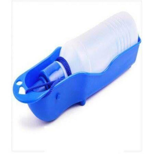 Plastic Portable Pet Dog Cat Water Feeding Feeder Bottle Drink Bowl-Blue