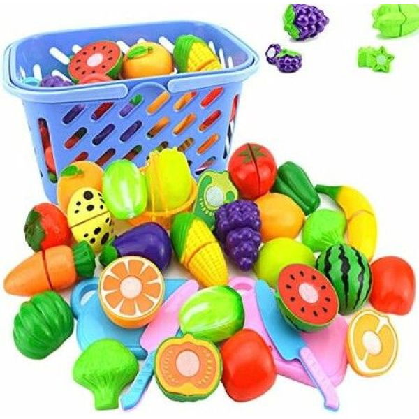 Play Food Set For Kids Pretend Food Cutting Toy Vegetables And Fruits 23 Pieces