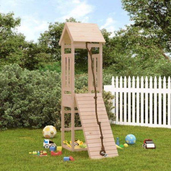 Playhouse with Climbing Wall Solid Wood Pine